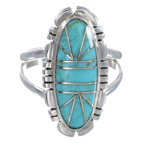 Genuine Sterling Silver Turquoise Ring Size 5-3/4 RX94180